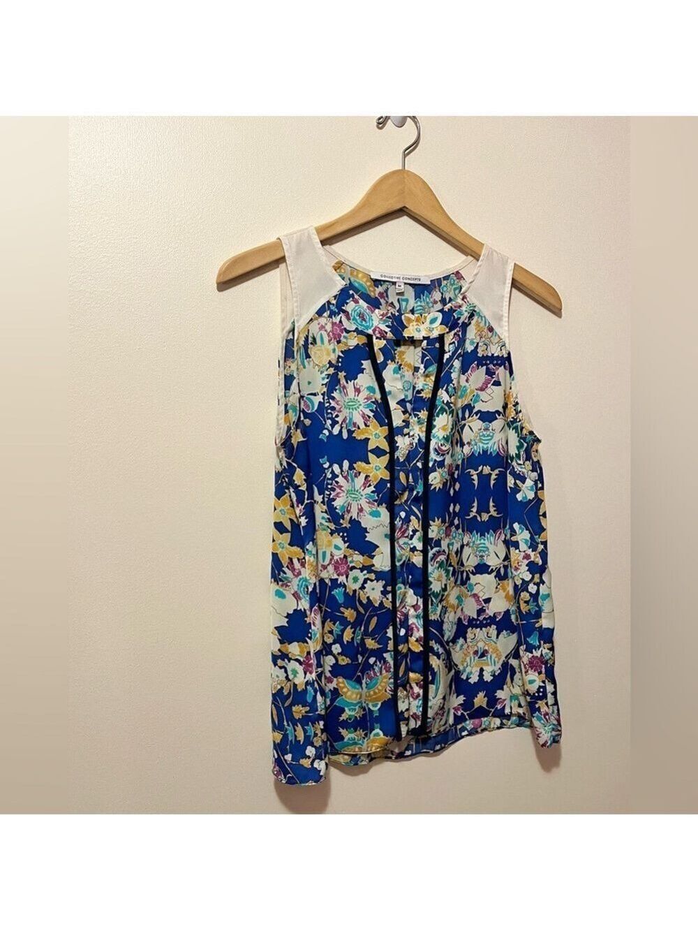 Collective Concepts Floral Sleeveless Blouse - Blue, White, and Yellow